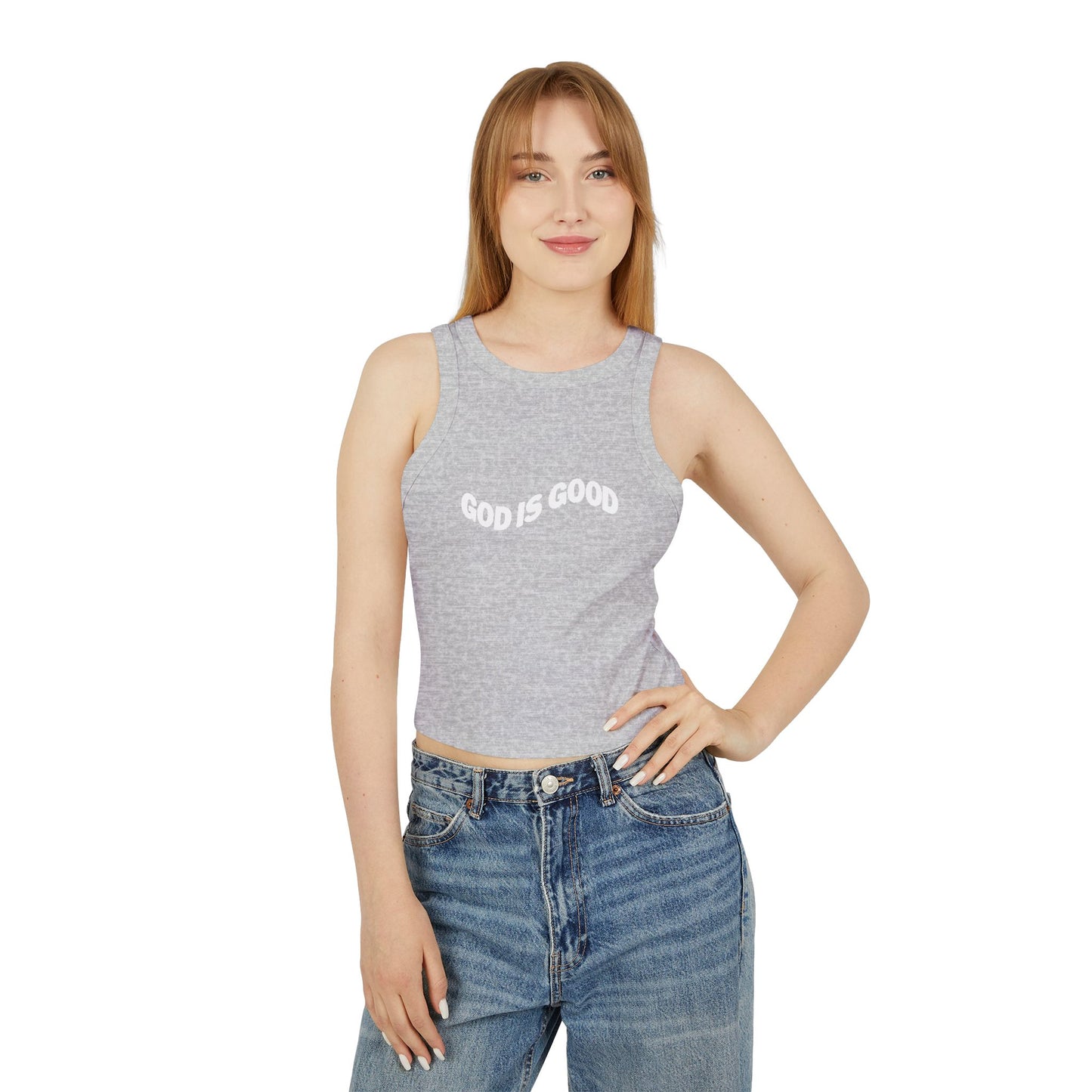 God is Good Micro Rib Racer Tank Top