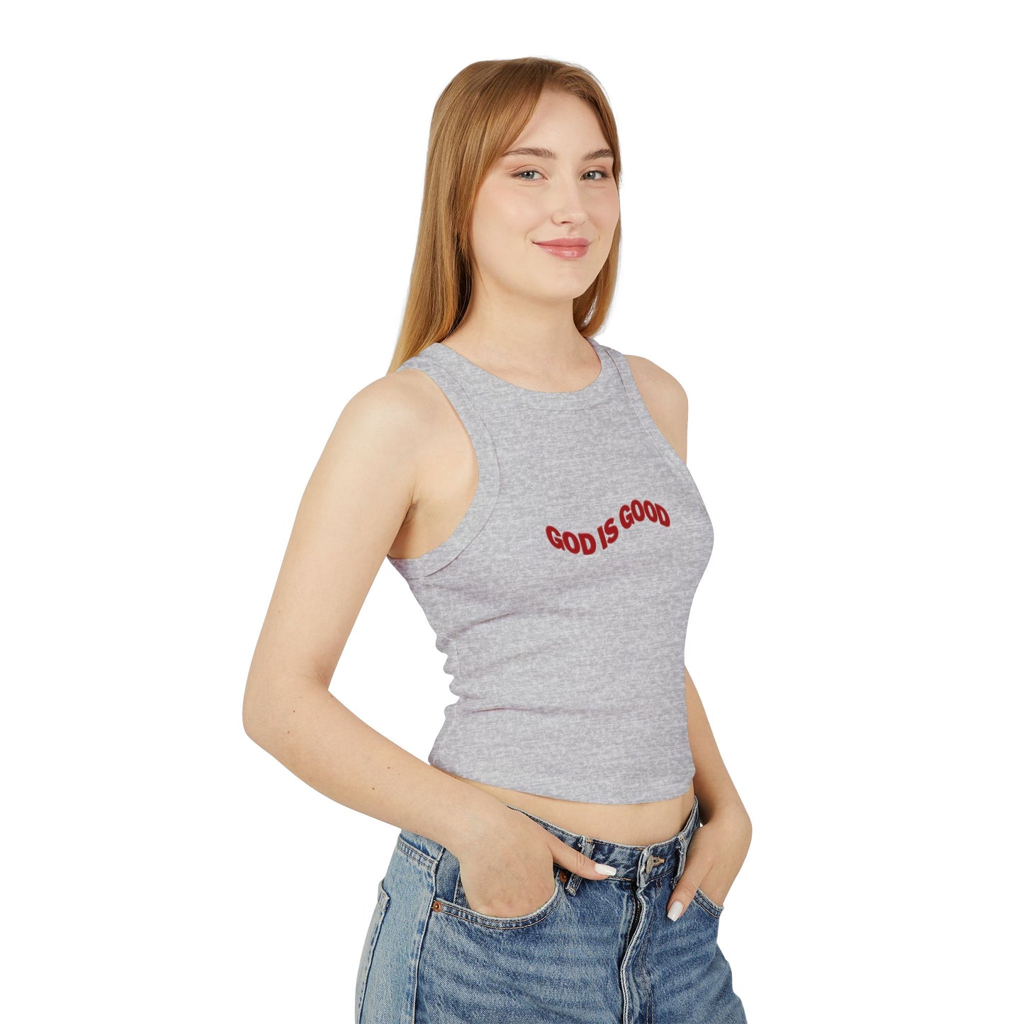 God is Good Micro Rib Racer Tank Top