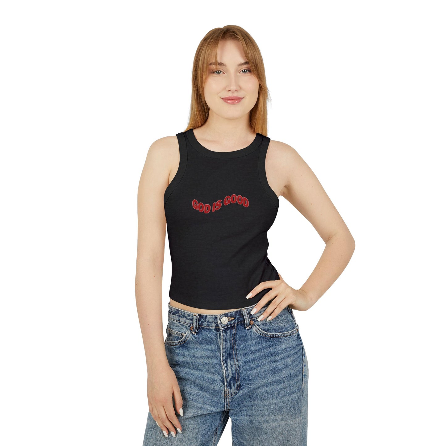 God is Good Micro Rib Racer Tank Top