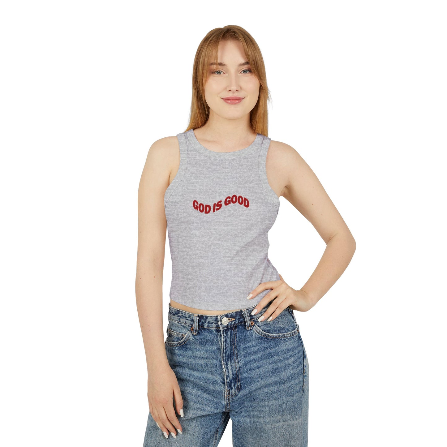 God is Good Micro Rib Racer Tank Top