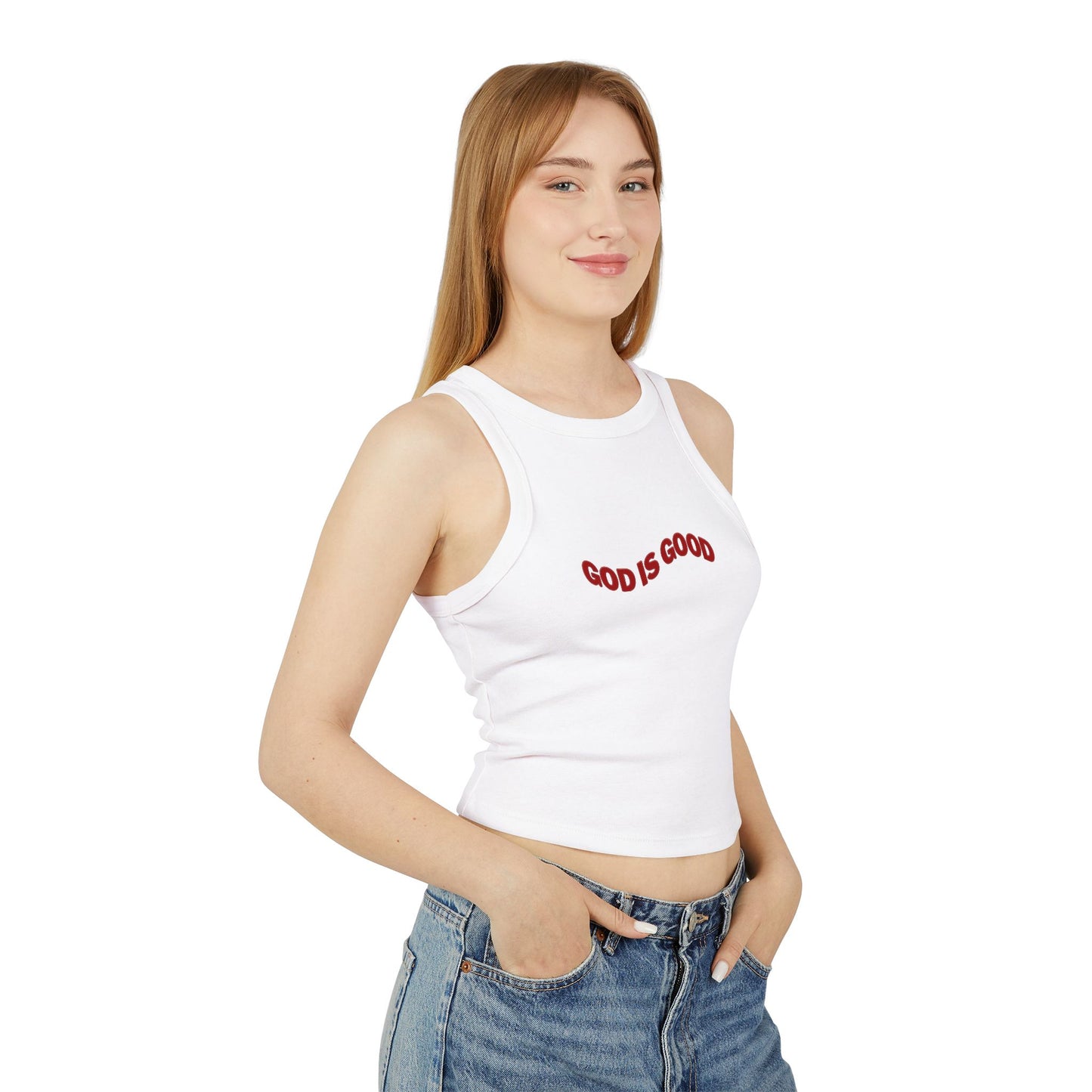 God is Good Micro Rib Racer Tank Top